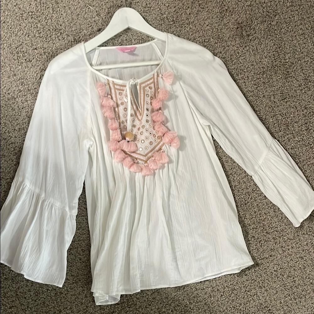 White and Pink Women's Top